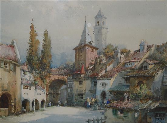 Noel H. Leaver Continental town square 27 x 37cm